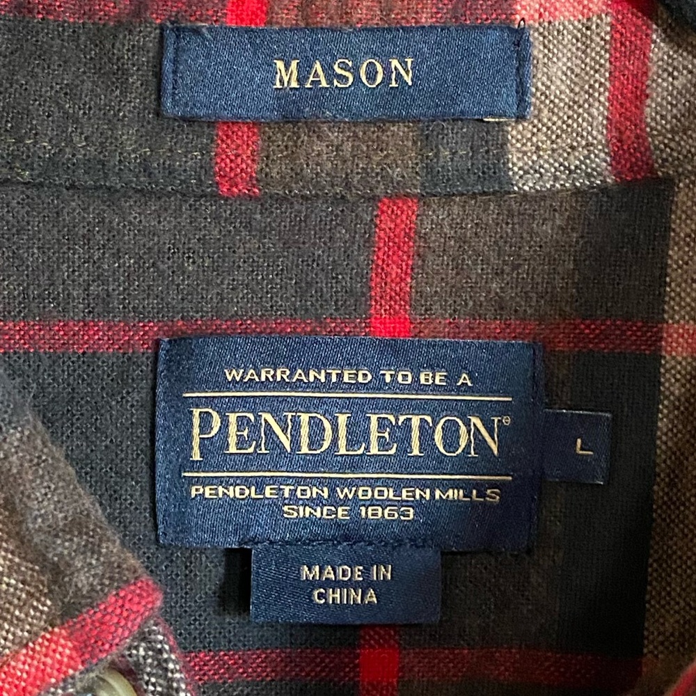 Men’s Pendleton Mason Button Down Flannel Shirt L - image 4